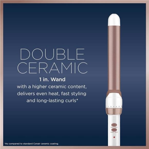 Double Ceramic 1-inch Curling Wand, Straight wand produces flawless waves - Picture 2 of 7